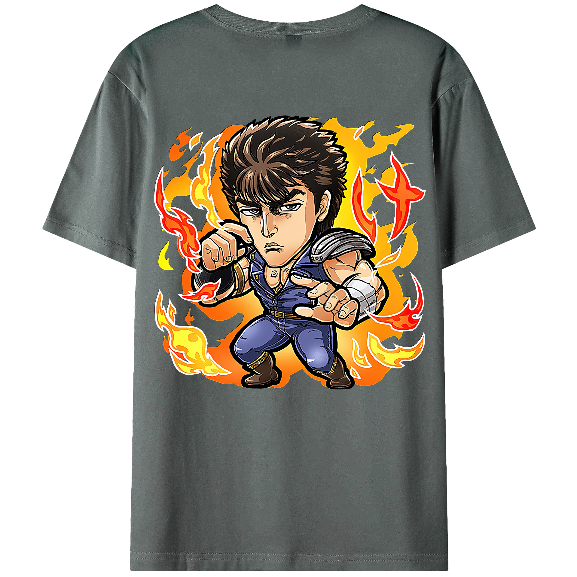（画像用） 北斗の拳 Fist of the North Star 綿100％ メンズ半袖Tシャツ（バックプリント） 通気性